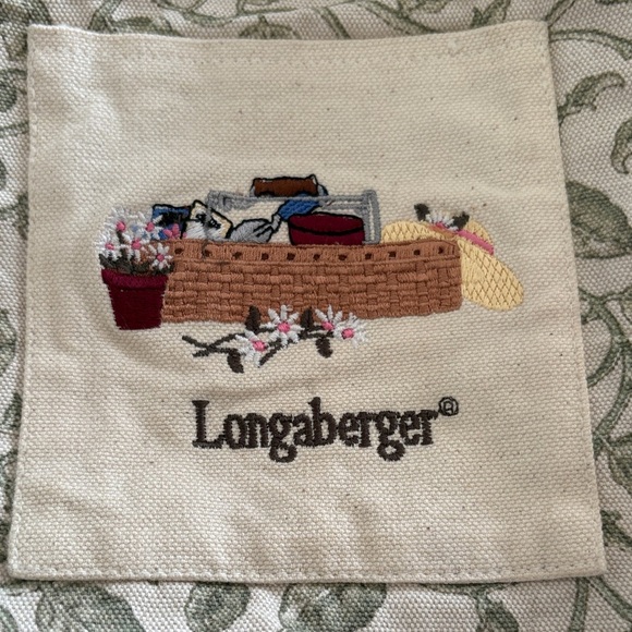 Gently Loved Longaberger Green Leaf Pattern Mini Tote - Picture 2 of 9